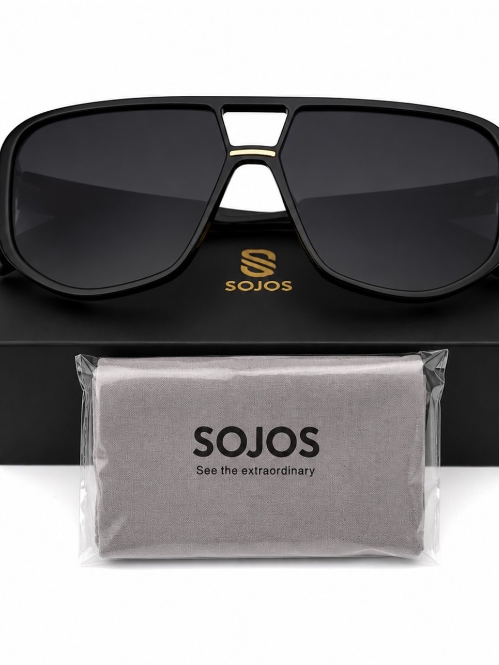 SOJOS Large Black Designer-Inspired Sunglasses for Women